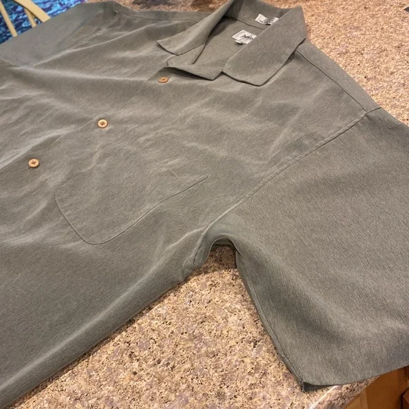 Pavo by Lastrada Men’s Short Sleeve Large Polyester Green Shirt Buttons - Picture 8 of 17